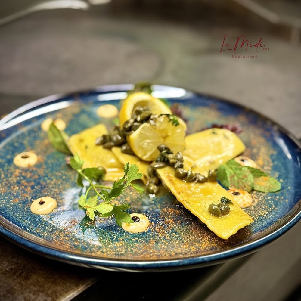 Raviolis maison au citron et câpres au restaurant Le Midi à Verviers